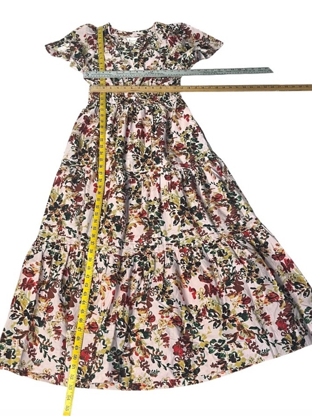 ANTHROPOLOGIE The Somerset Maxi Dress Medium Pink Floral Elastic Waist Size XS - Picture 7 of 12
